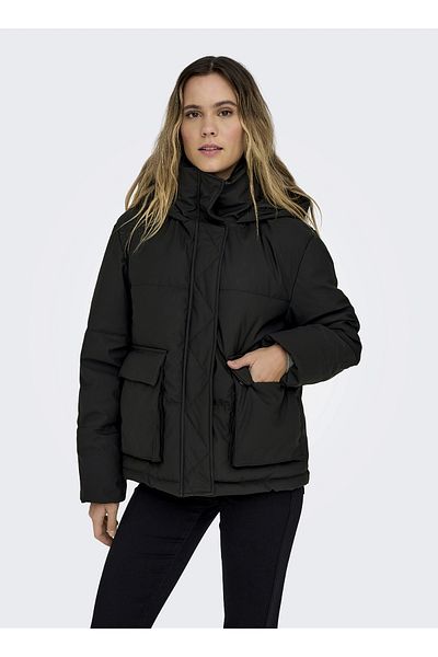 ONLY Black Women's Coat Onlsally Rain Short Puffer Otw