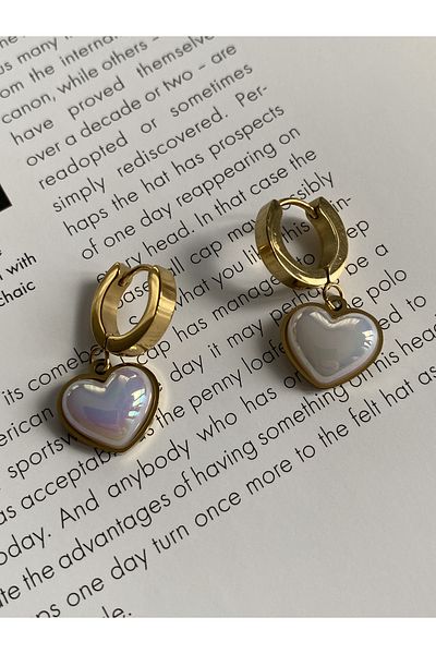 Pinery Jewels زوج من الأقراط المطلية بالفولاذ المقاوم للتشويه على شكل قلب عتيق