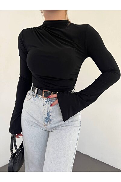 Butik Beyza Μαζεμένη ισπανική μπλούζα με μανίκια