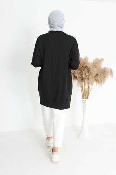 Puane Two Thread Crew Neck Black Sweatshirt