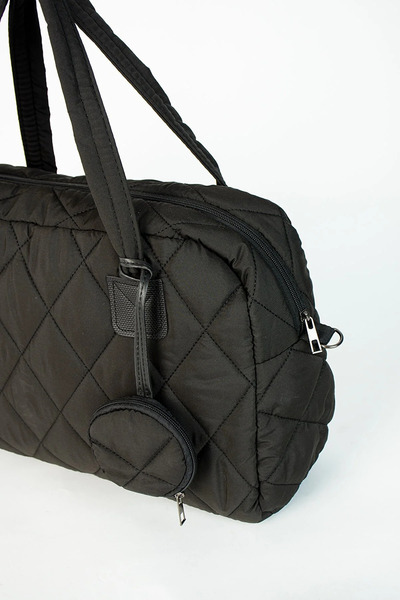 Cosy Bag Kadın Siyah Kapitone Desenli Cüzdanlı Valiz Çanta El Ve Omuz Çantası Siyah