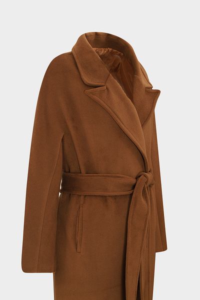 Açelya Okcu Γυναικείο μάλλινο παλτό Premium Fleto Pocket Tied Maxi