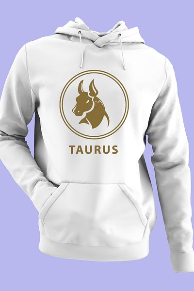 Raf Coll Hanorac oversize unisex cu glugă Bull Zodiac Design Imprimat digital Fleece interior cu două fire