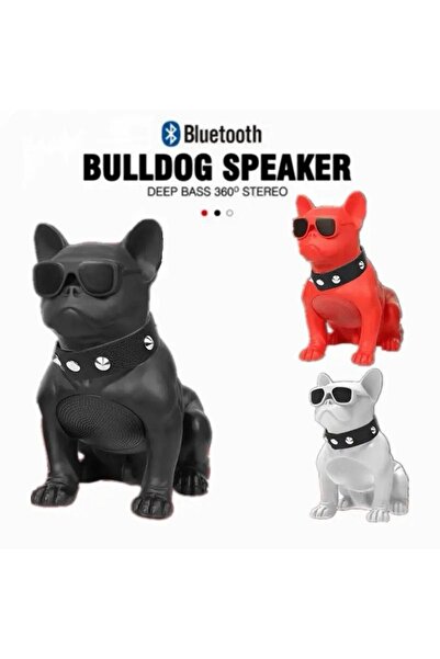 fortrek Desingshop Gözlüklü Bulldog Köpek Bluetooth Kablosuz Hoparlör Ses Bombası Siyah