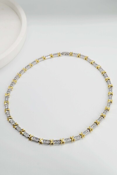 Dia Collet Çift Renk XOX Marka Model Kolye