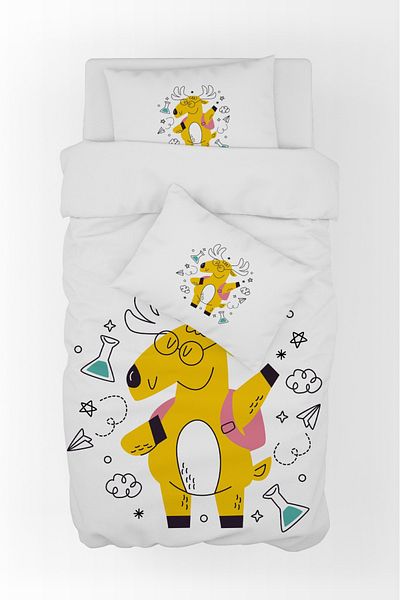 Firuz Baby Duvet Cover Set Ranforce Series (duvet cover + 2 pillowcases) - bilgin deer BNT2024-05