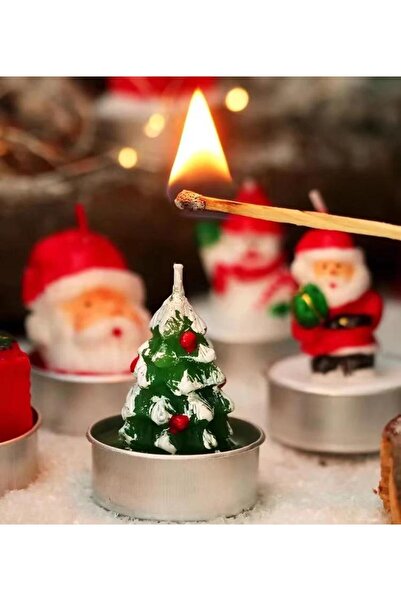 nesever store Yılbaşı 4'lü Karışık Hediye Paketli Mum Yılbaşı Mumu