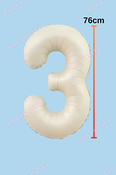 Party City 3 Year Old Birthday Set Cream Number Foil, Calligraphy Banner, Heart Foil Balloon