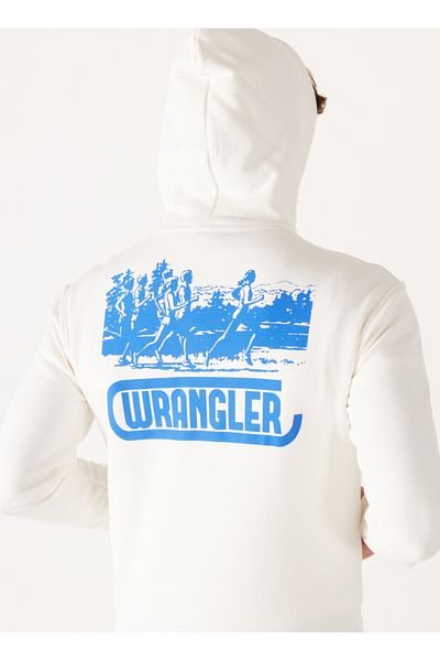 WRANGLER Men's Hooded Neck Sweatshirt - Off-White, W 232258102