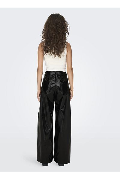 ONLY High Waist Black Women's Trousers - ONLSIMONE GLAZED HW PANT OTW