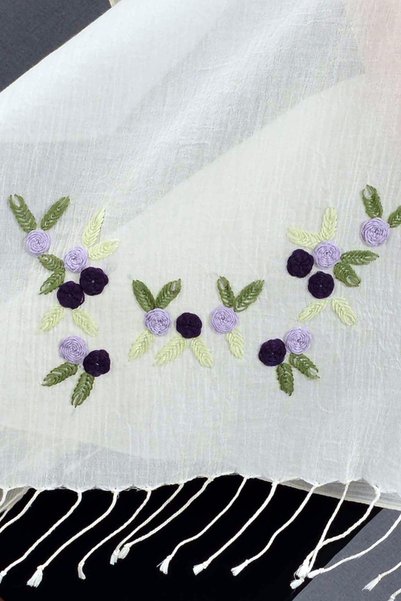 Dosimira Handmade Cotton Decorative Buffet and Table Cloth with Lilac Roses 50x185 Cm