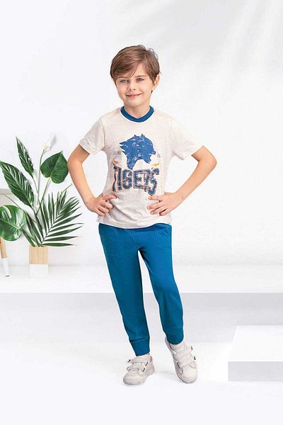 Arnetta Tiger's Sand Beige Boy's Pajama Set
