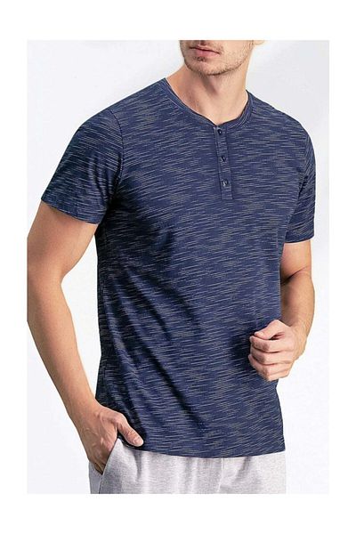 Arnetta Ανδρικό σετ πιτζάμες Navy Blue με κοντό μανίκι