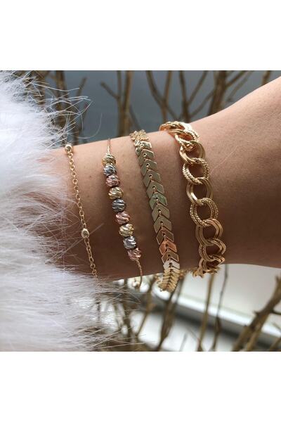 Jack Ferrero Kadın Kombin Prinç Renk Atmaz Bileklik Seti 4 Lü