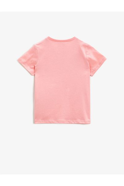 Koton Tricou din bumbac, cu mânecă scurtă, cu imprimeu roșu, cu decolteu triplu