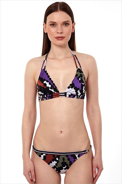 AYYILDIZ Women's Purple Triangle Cut Bikini Set 1573