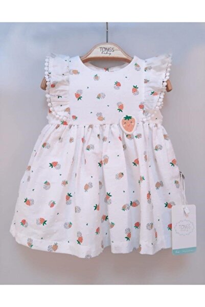 Tongs Baby Baby Girl Çilekli Somon Elbise
