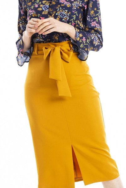 Pitti Women's Mustard Front Slit Skirt 20962