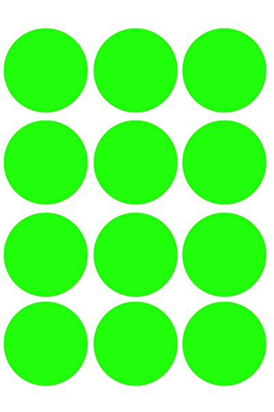 TELLGRAF Fosforlu Yeşil Renkli Yuvarlak Sticker (2,5X2,5 CM)