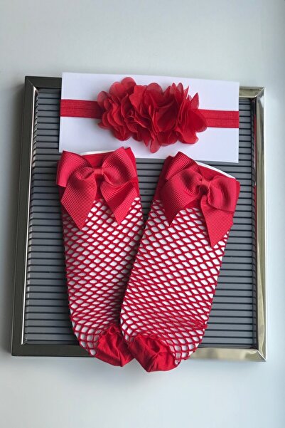 cici bandana مجموعة جوارب شبكية وربطة شعر للأطفال البنات الصغار بطول الركبة