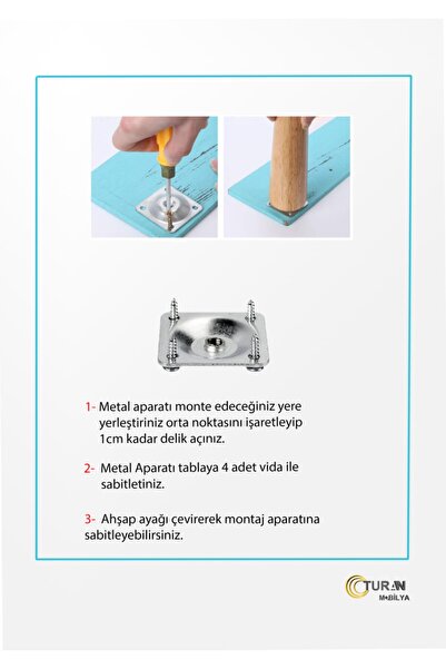 turanahşap Sandalye Sehpa Puf Için Ahşap Ayak / Uzunluk: 42 Cm Çap: 5.5 Cm