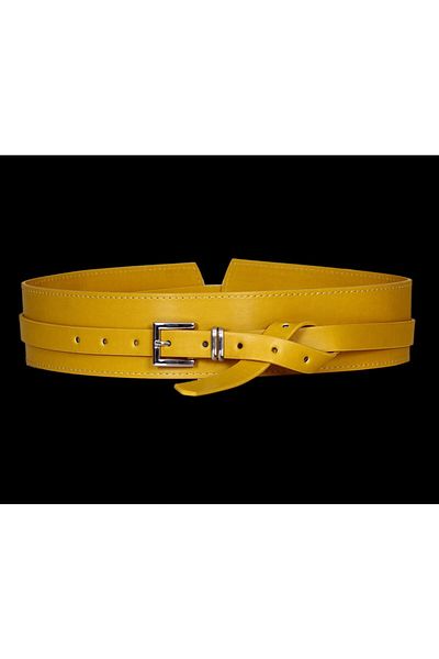 Kemerix Women's Mustard Yellow Spiral Belt