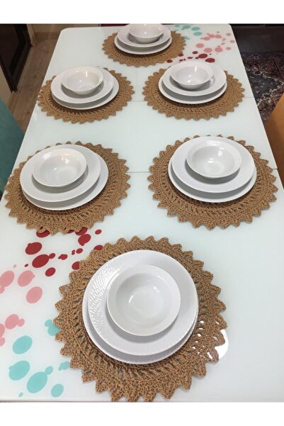 ekrumix Supla Tabak Altlığı 6 Kişilik Kağıt Ip El Örgüsü