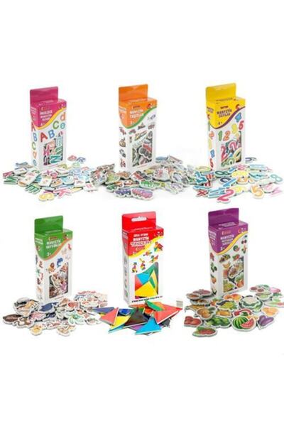 Hobialem Manyetik 6 Lı Set, Harfler, Sayılar, Hayvan, Meyve, Taşıt Tangram, E...