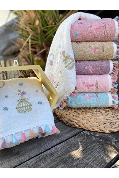 begenal home Flora Flamingo Nakışlı 6 Lı Havlu