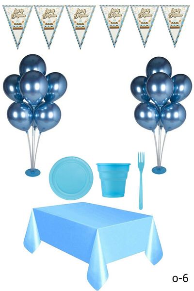 BARN MEMBERS Blue Concept Party Set Balloon Stand for 24 People