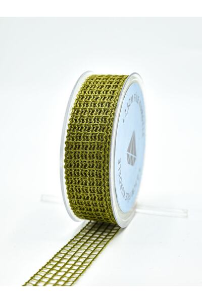 E Elmas Khaki Green Mesh Ribbon 2 cm 10 cm