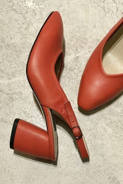 TUNAELLİ Women's Red Genuine Leather Heeled Shoes Size 34-35-41