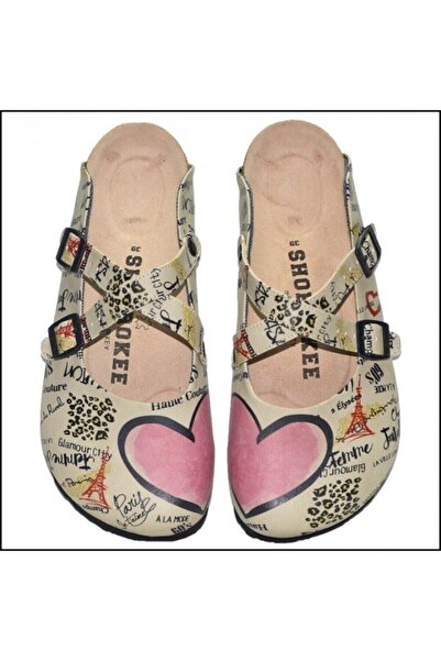 Shoerokee Women's Beige Patterned Slippers