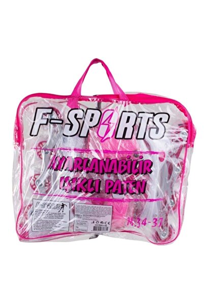 Furkan Toys F-sports Pink Adjustable 2+2 Lighted Metal Practice Skating Bag Gift