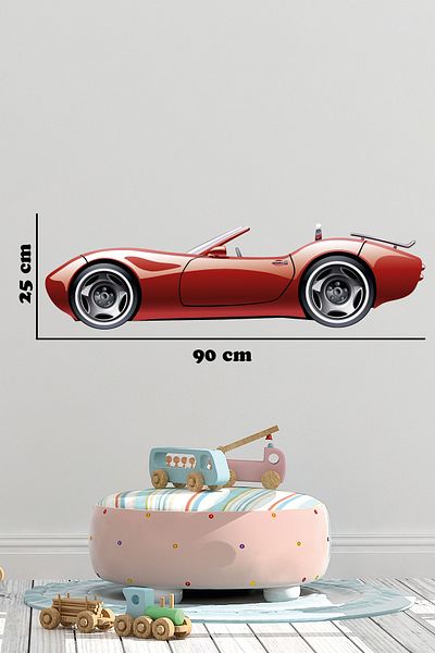 Tilki Dünyası Red Convertible Sports Car Wall Sticker