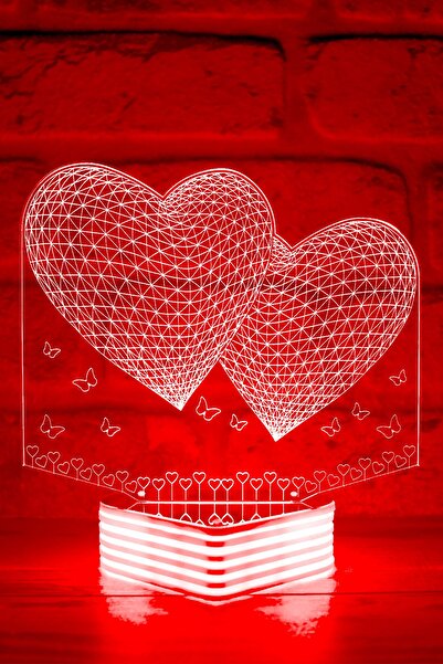 Hediye Kovanı مصباح LED بصور قلب ثلاثي الأبعاد