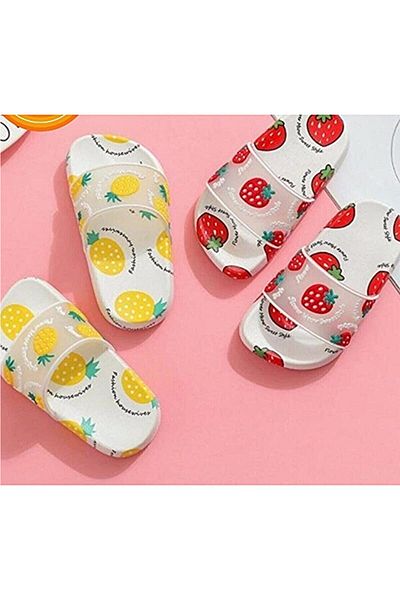GEZER Girl's White Red Strawberry Daily Slippers Pj Gzr003555