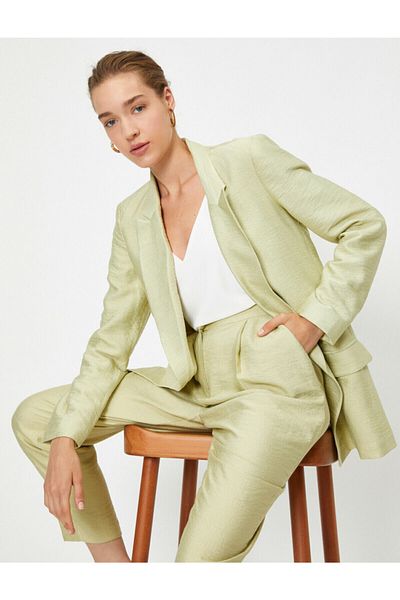 Koton Damen-Blazer mit natürlicher Struktur und bequemem Schnitt