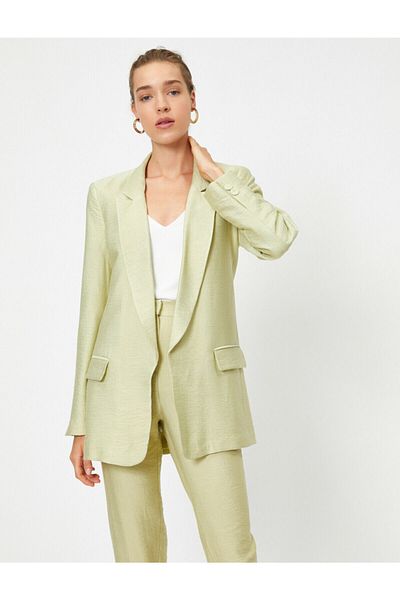 Koton Damen-Blazer mit natürlicher Struktur und bequemem Schnitt