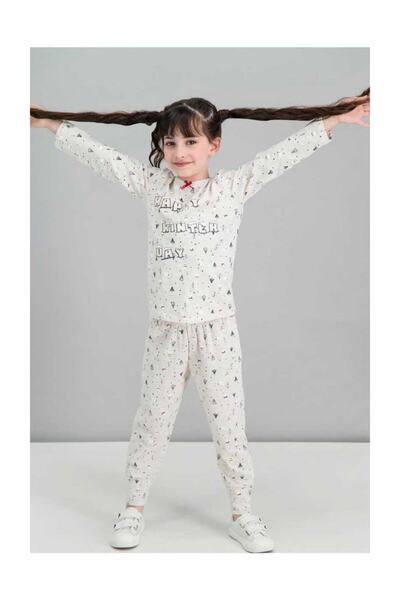 ROLY POLY Girl's Happy Winter Cream Melange Pajama Set