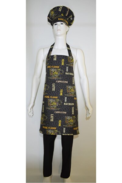 paris in paris مريلة مطبخ مع قبعة من قماش الكتان الباناما
