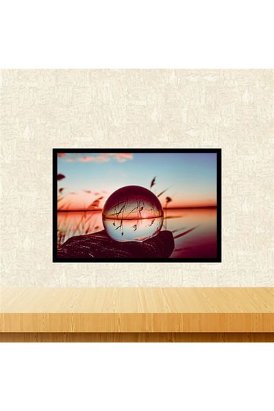 TAKIFİX Ρετρό Ξύλινο Τραπέζι με Σχεδιασμό Landscape Globe Tkfx6012