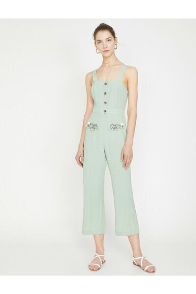 Koton Grüner handgemachter Overall für Damen