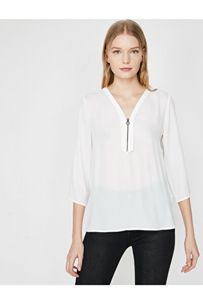 Koton Γυναικεία εκρού μπλούζα 9YAK60476FW