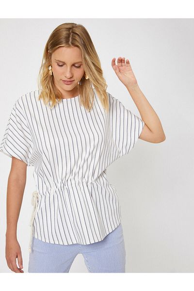 Koton Women's Red Striped Blouse 9YAK68205PW