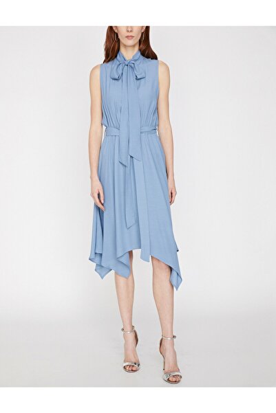 Koton Rochie de damă cu guler albastru cu detalii 9YAK88603CW
