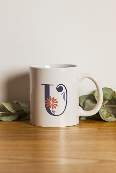 Generic Brand Porcelain - Iqra - Dark Blue Letter U Mug Cup.