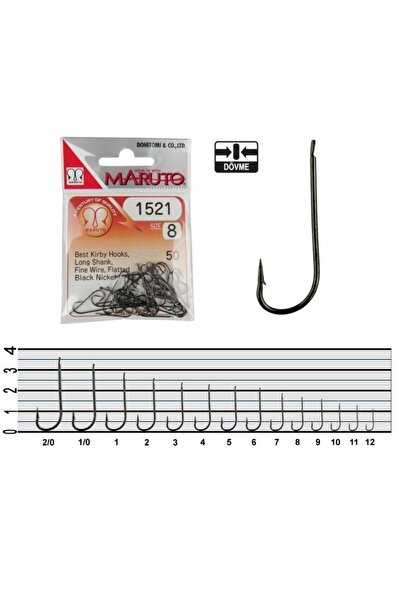 MARUTO 1521 Bn Olta Iğnesi 50li / Siyah Nikel, Uzun Saplı, Çapraz Iğne