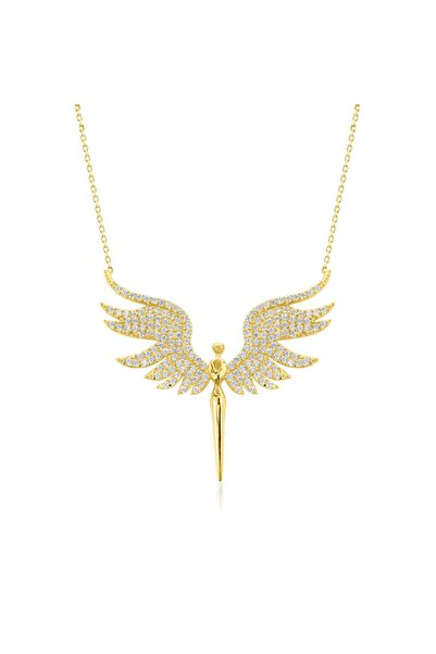 Lilarote Pırlanta Beyaz Taşlı Mikail Meleği Altın Kolye