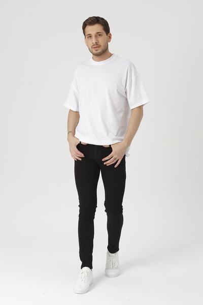 Gambocci Blugi pentru bărbați, slim fit, material elastic, negri
